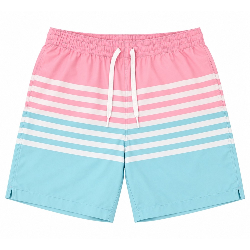 Chubbies Mens Pink Blue Striped Mesh Lined Swim Trunks 7 Inch Inseam Size Medium